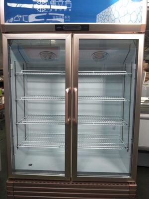 Double Glass Door Refrigerator Gold Series Multi Layer Commercial