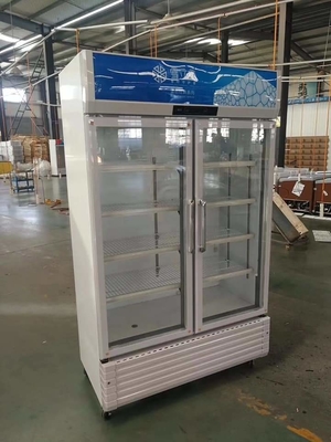 2 door glass display freezer Cabinet Upper Unit Air Cooled Refrigeration Blue Series Fresh Keeping