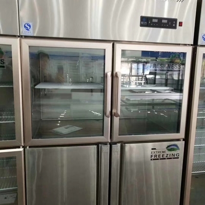 glass door refrigerator freezer Double Glass Door Stainless Steel Freezer 4 Door Commercial
