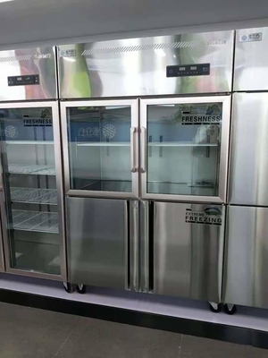 glass door refrigerator freezer Double Glass Door Stainless Steel Freezer 4 Door Commercial