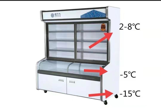 upright glass door freezer Three temperature order glass door direct cooling refrigerate and preserve cabinet