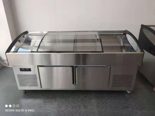 commercial glass Ladder ice table seafood barbecue display commercial order fruit fishing preservation cabinet