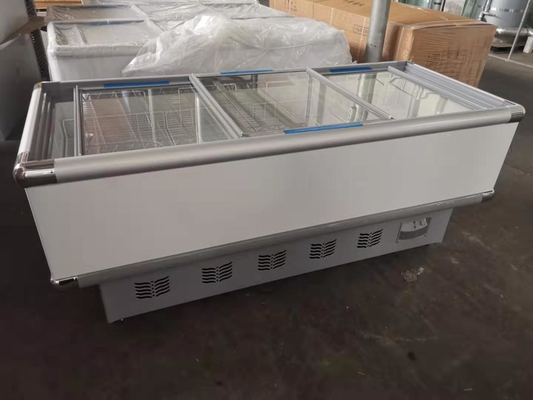 Sliding Door Supermarket Island Freezer Top Opening 500L 18 Cu Ft