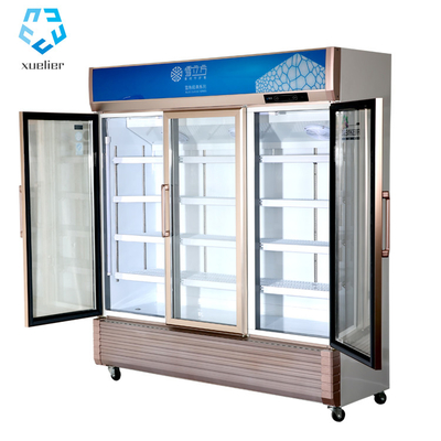 Three Door Juice Glass Door Display Freezer Fan Cooling 1138L