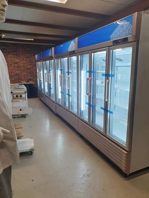 Three Door Juice Glass Door Display Freezer Fan Cooling 1138L
