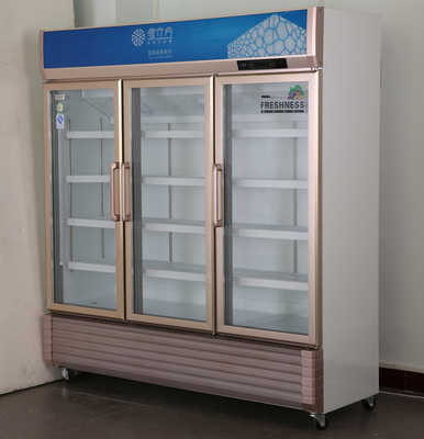 Three Door Juice Glass Door Display Freezer Fan Cooling 1138L