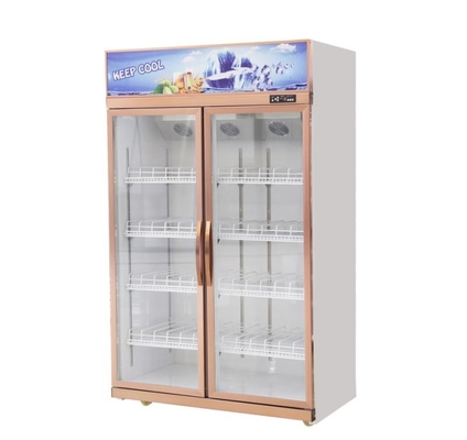 Air Cooling Upright Glass Door Chiller Double Door 1260L