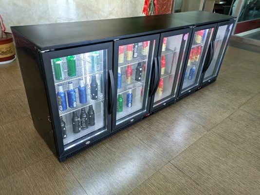 230L Upright Display Bar Fridge With Glass Door Stainless Steel R600a R134a