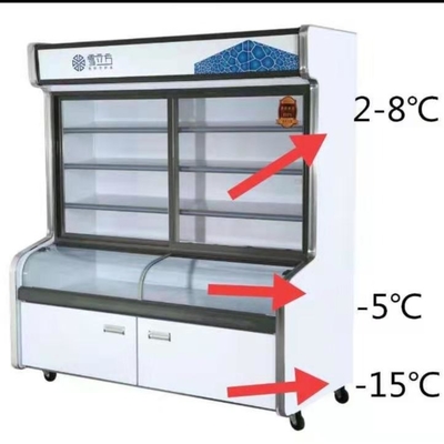 Stainless Steel Glass Push Pull Vertical Display Cabinet 3 Temperature Controlled
