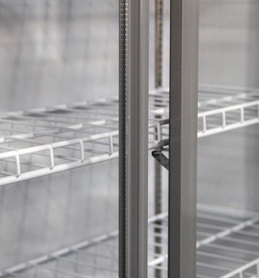Stainless Steel Glass Push Pull Vertical Display Cabinet 3 Temperature Controlled
