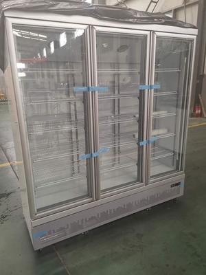Beverage Glass Door Display Freezer Air Cooled For Supermarket Restaurant Store