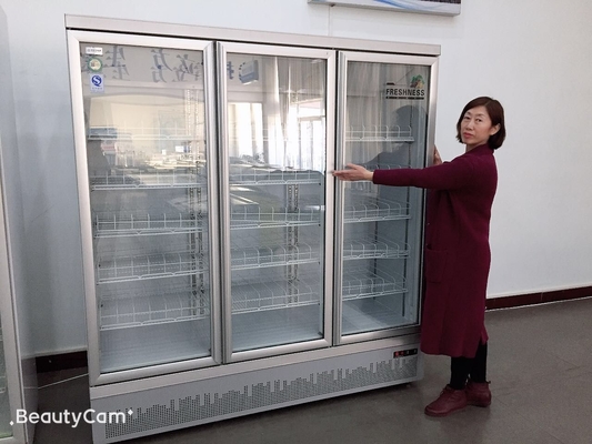 Beverage Glass Door Display Freezer Air Cooled For Supermarket Restaurant Store