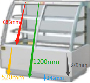 Curved Front Face Refrigerated Display Cabinet Air Cooled Cake Fresh Keeping