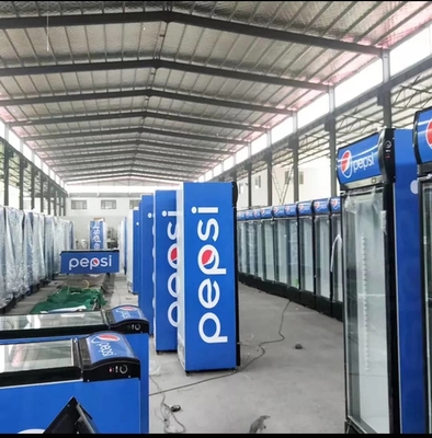 Coca-Cola Pepsi glass display cabinet door gold series vertical refrigerated preservation beverage cabinet