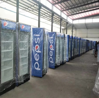 Coca-Cola Pepsi glass display cabinet door gold series vertical refrigerated preservation beverage cabinet