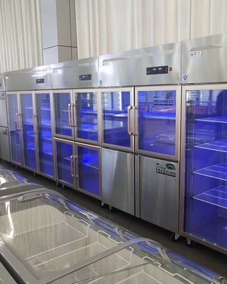 Stainless Steel Glass Door Freezer Display Cabinet Large Capacity
