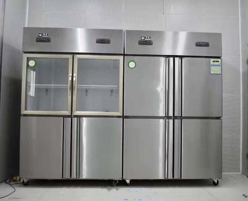 Double Glass Doors Stainless Steel Freezer Display Cabinet