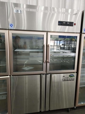 Double Glass Doors Stainless Steel Freezer Display Cabinet