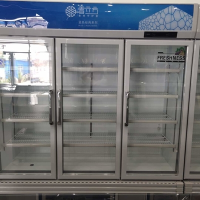 Cold Beer Drink Glass Door Display Freezers Refrigerated Stainless Steel Cabinet