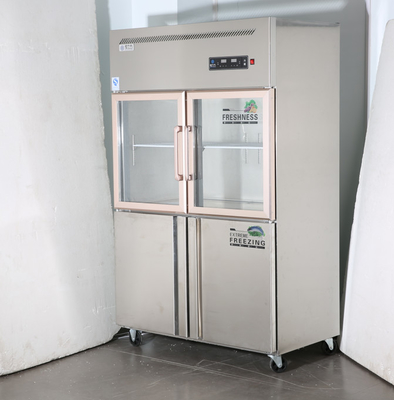 Double Glass Door Stainless Steel Freezer 4 Door Commercial
