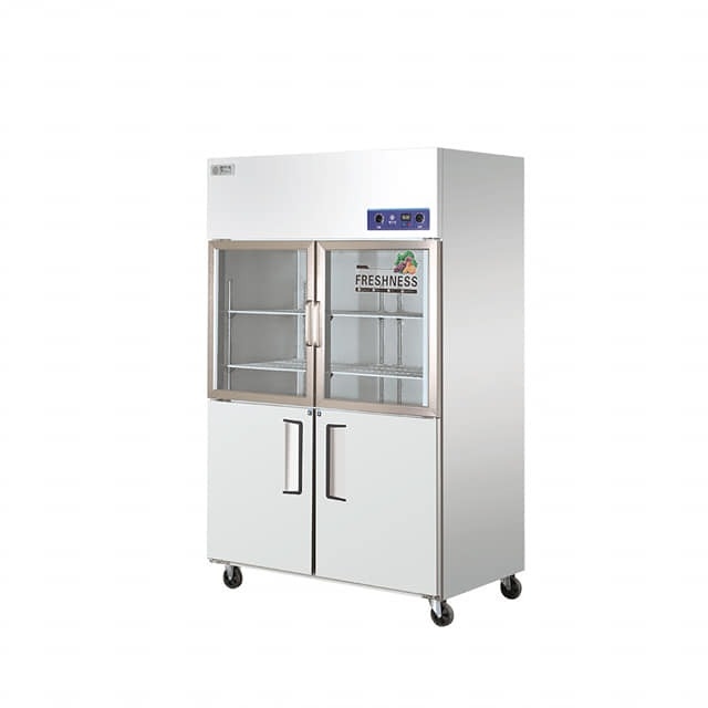 glass door refrigerator freezer Double Glass Door Stainless Steel Freezer 4 Door Commercial