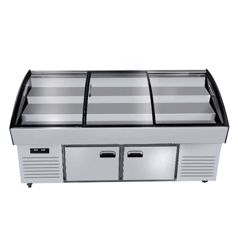 commercial glass Ladder ice table seafood barbecue display commercial order fruit fishing preservation cabinet