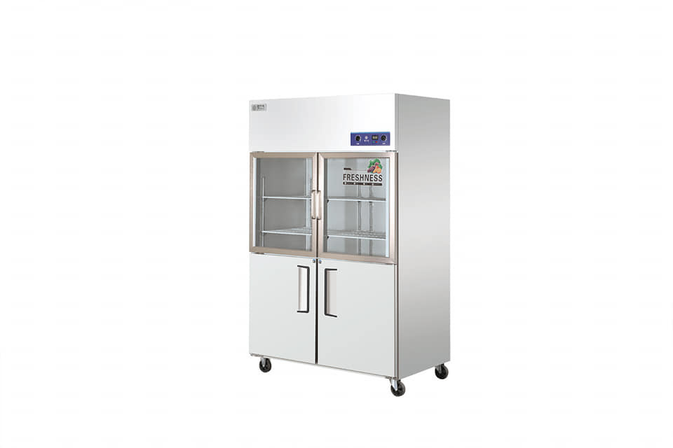 Glass Door Stainless Steel Freezers Double Temperature 220V