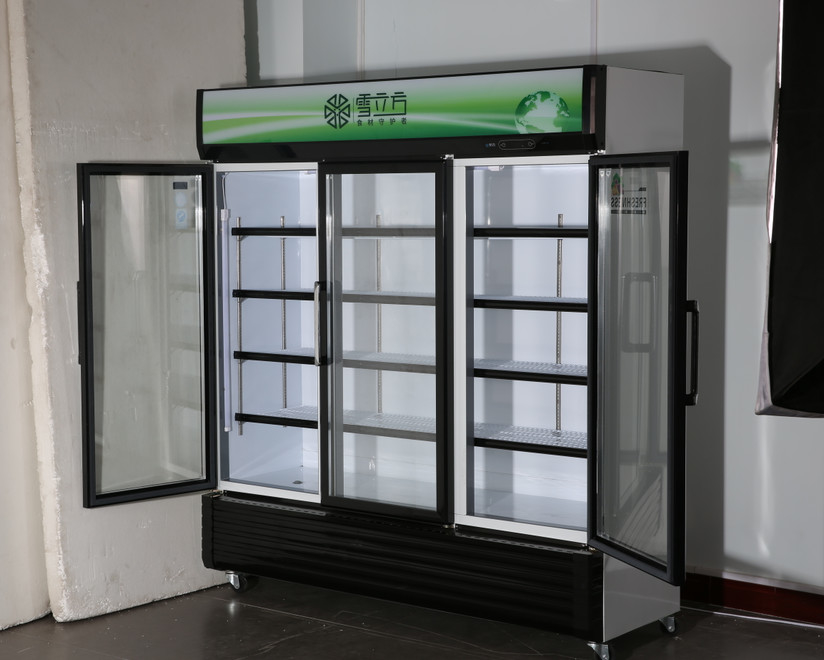 Commercial Vertical Glass Door Freezer Cold Energy Drink Beverage Display Refrigerator