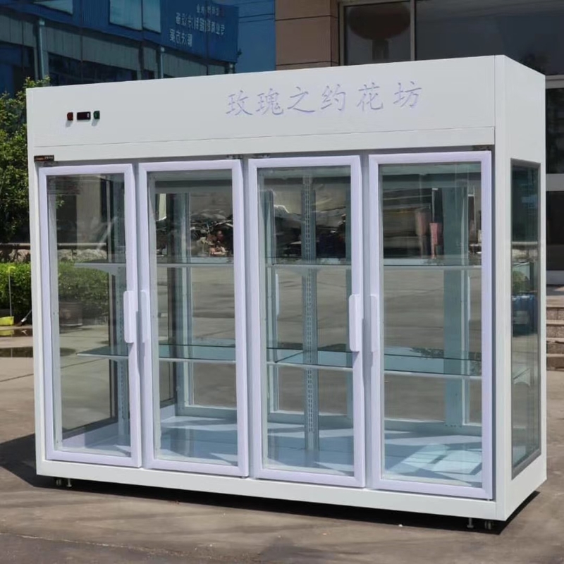 220V Floral Display Cooler 85 Cu Ft 3 Doors Tempered Glass
