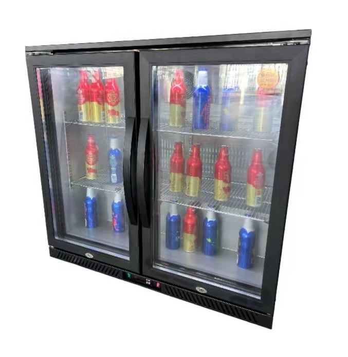 230L Upright Display Bar Fridge With Glass Door Stainless Steel R600a R134a