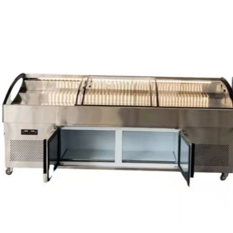 Ladder ice table seafood barbecue display commercial order fruit fishing preservation cabinet