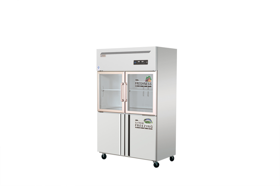 Double Glass Door Stainless Steel Freezer 4 Door Commercial